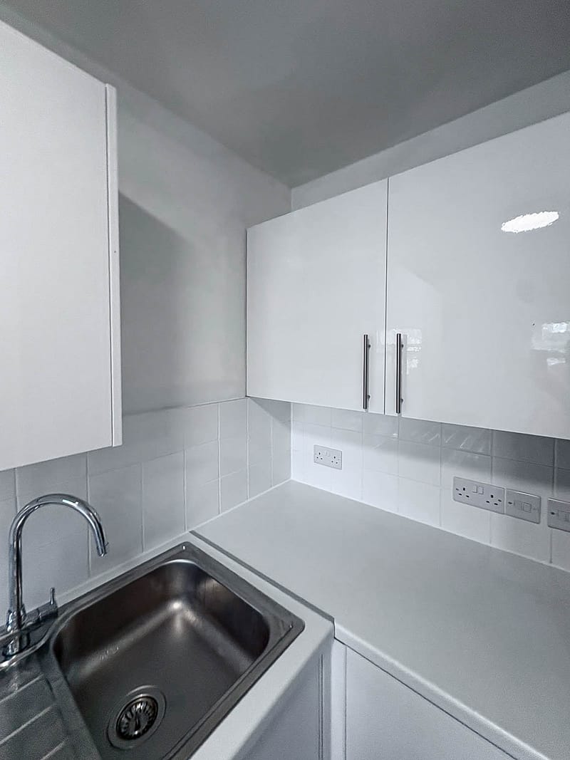 The sink corner of a second property, after the works