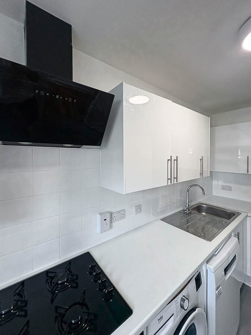 The same kitchen, along the main run, after the works