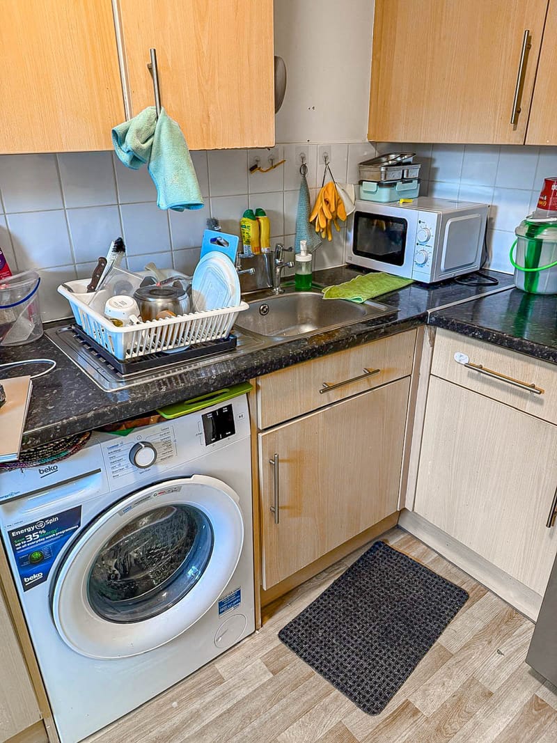 The same kitchen, along the main run, before the works